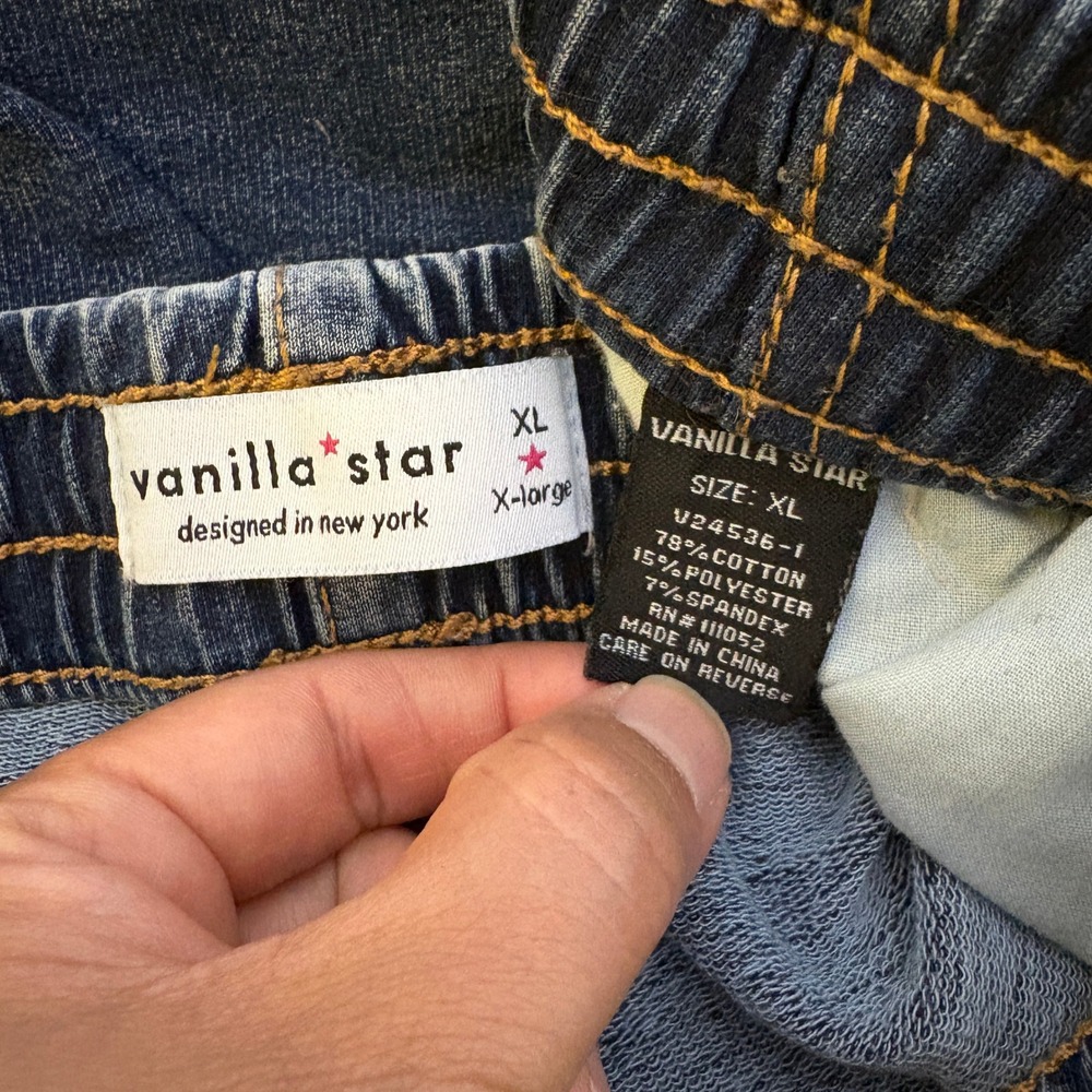 Vanilla Star Women Cargo Sweatpants XL Blue Acid Wash Stretch Wide Leg Skater - Picture 3 of 14